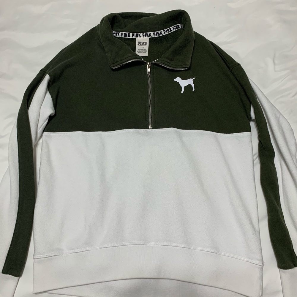 gently worn half zip PINK sweatshirt